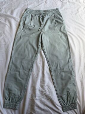 Women's Zara Light Blue Faux Leather Joggers
